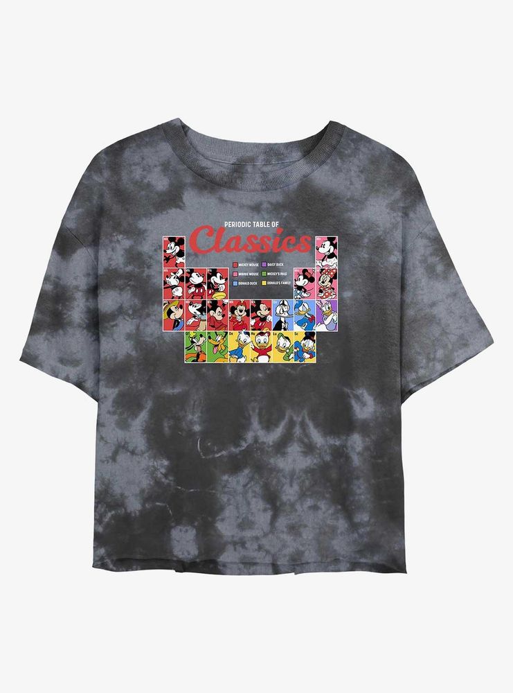 Disney Mickey Mouse Classic Periodic Table Womens Tie-Dye Crop T-Shirt