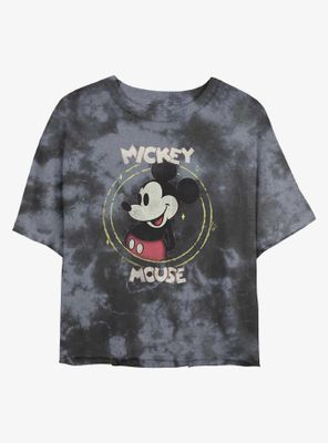 Disney Mickey Mouse Happy Classic Womens Tie-Dye Crop T-Shirt