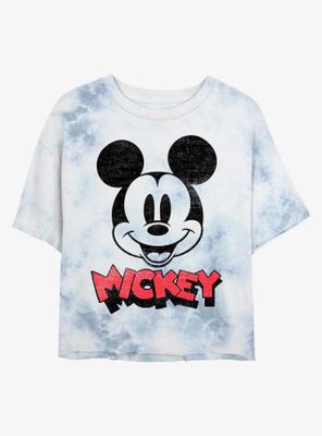 Disney Mickey Mouse Heads Up Womens Tie-Dye Crop T-Shirt