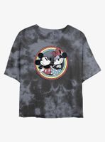 Disney Mickey Mouse And Minnie Circle Womens Tie-Dye Crop T-Shirt