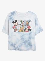 Disney Mickey Mouse And Friends Grid Womens Tie-Dye Crop T-Shirt