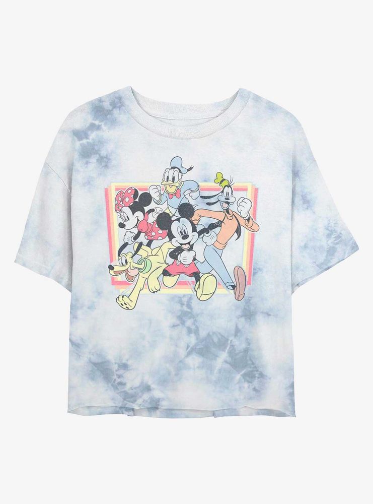 Disney Mickey Mouse Group Womens Tie-Dye Crop T-Shirt