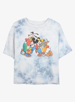 Disney Mickey Mouse And Friends Retro Womens Tie-Dye Crop T-Shirt