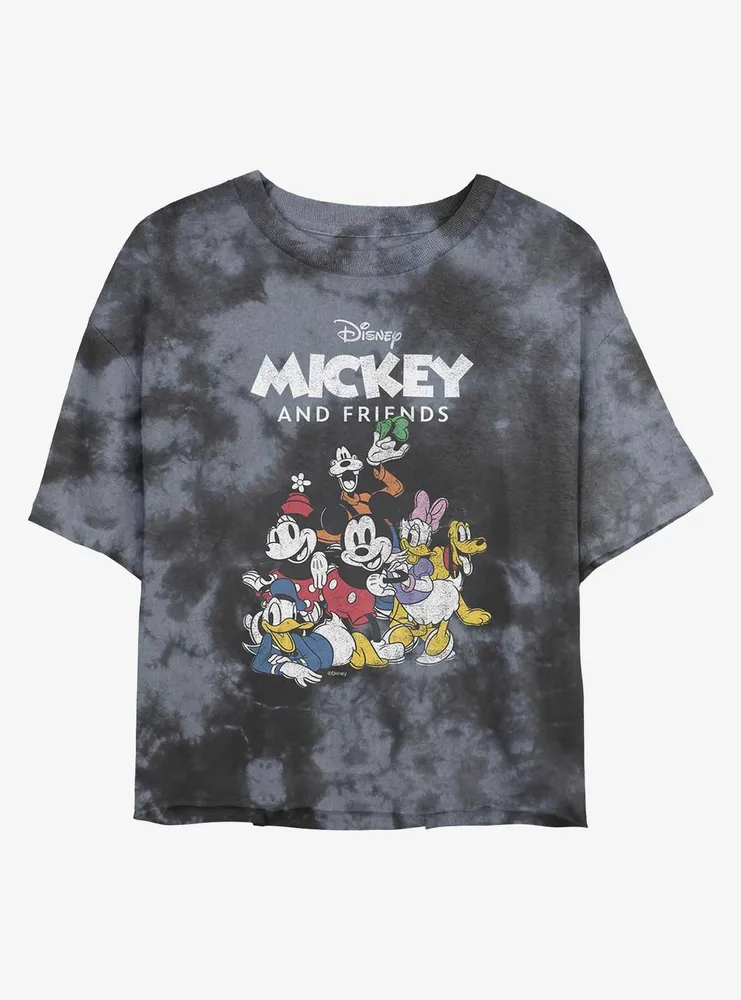 Disney Mickey Mouse And Friends Womens Tie-Dye Crop T-Shirt