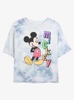 Disney Mickey Mouse Retro Name Womens Tie-Dye Crop T-Shirt