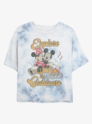 Disney Mickey Mouse Explore Outdoors Womens Tie-Dye Crop T-Shirt