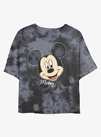 Disney Mickey Mouse Big Face Womens Tie-Dye Crop T-Shirt