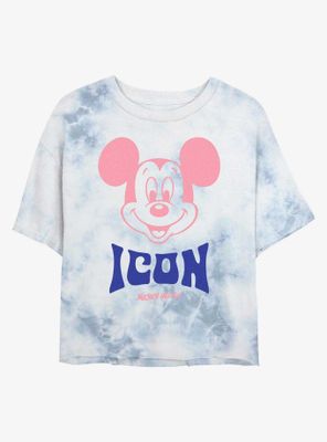 Disney Mickey Mouse An Icon Womens Tie-Dye Crop T-Shirt