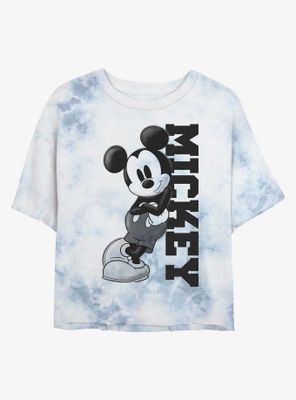 Disney Mickey Mouse Vertical Collegiate Womens Tie-Dye Crop T-Shirt