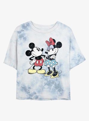 Disney Mickey Mouse And Minnie Retro Womens Tie-Dye Crop T-Shirt