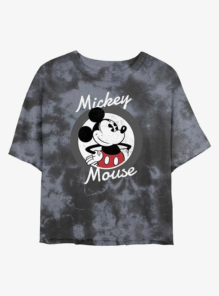 Disney Mickey Mouse Original Womens Tie-Dye Crop T-Shirt