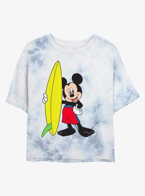 Disney Mickey Mouse Surf Womens Tie-Dye Crop T-Shirt