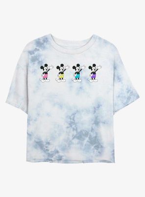 Disney Mickey Mouse Multiples Womens Tie-Dye Crop T-Shirt