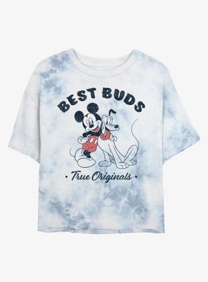 Disney Mickey Mouse Vintage Best Buds Womens Tie-Dye Crop T-Shirt