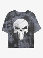 Marvel Punisher Distressed Skull Womens Tie-Dye Crop T-Shirt