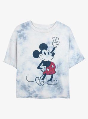 Disney Mickey Mouse Vintage Womens Tie-Dye Crop T-Shirt