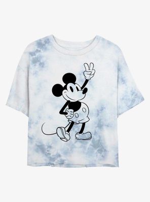 Disney Mickey Mouse Simple Womens Tie-Dye Crop T-Shirt