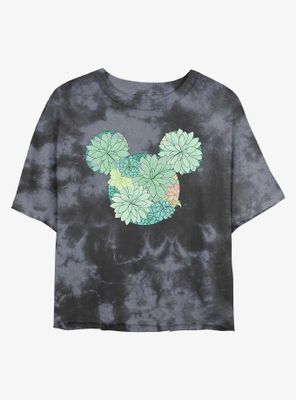 Disney Mickey Mouse Succulents Womens Tie-Dye Crop T-Shirt