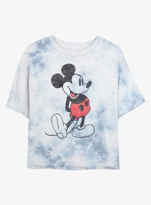 Disney Mickey Mouse Classic Vintage Womens Tie-Dye Crop T-Shirt