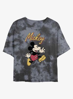 Disney Mickey Mouse Vintage Original Womens Tie-Dye Crop T-Shirt