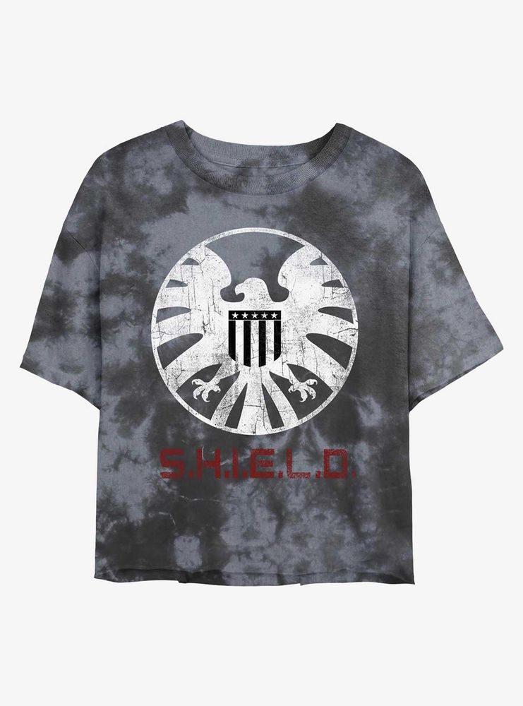 Marvel S.H.I.E.L.D. Branding Womens Tie-Dye Crop T-Shirt