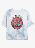 Marvel Spider-Man Be Amazing Womens Tie-Dye Crop T-Shirt