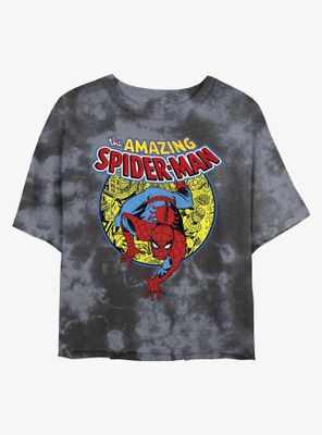 Marvel Spider-Man Urban Hero Womens Tie-Dye Crop T-Shirt