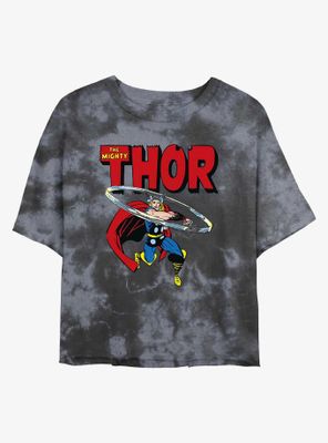 Marvel Thor Mighty Throw Womens Tie-Dye Crop T-Shirt