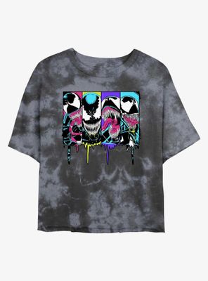 Marvel Venom Neon Drip Womens Tie-Dye Crop T-Shirt