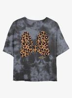 Disney Minnie Mouse Animal Print Bow Womens Tie-Dye Crop T-Shirt