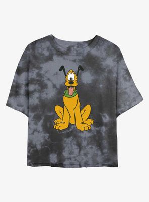 Disney Pluto Traditional Womens Tie-Dye Crop T-Shirt