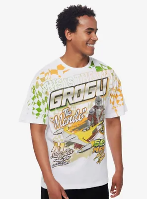 Star Wars The Mandalorian Grogu & Mando Racing T-Shirt - BoxLunch Exclusive