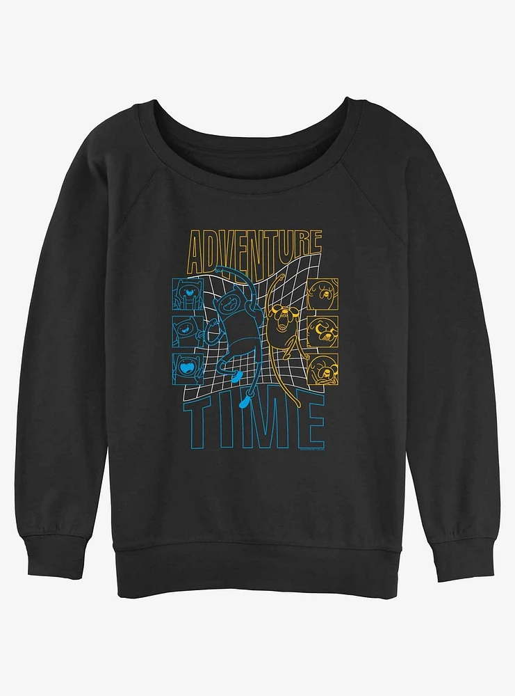 Adventure Time Finn and Jake Retrowave Girls Slouchy Sweatshirt