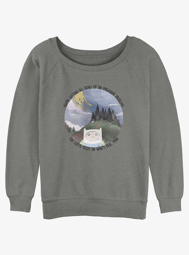 Adventure Time Finn and Jake Focus Girls Slouchy Sweatshirt