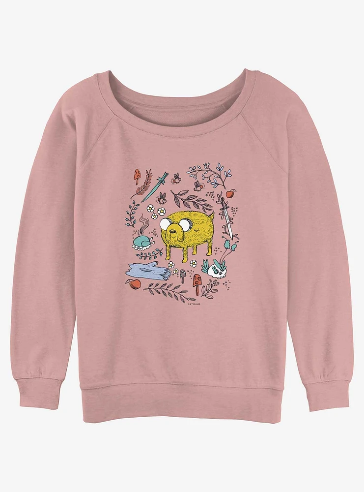 Adventure Time Jake Sketch Girls Slouchy Sweatshirt