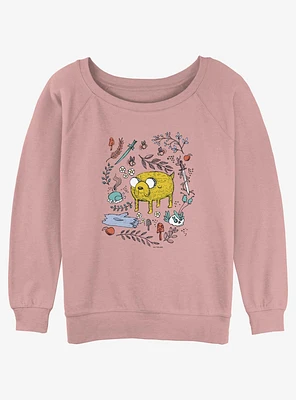 Adventure Time Jake Sketch Girls Slouchy Sweatshirt