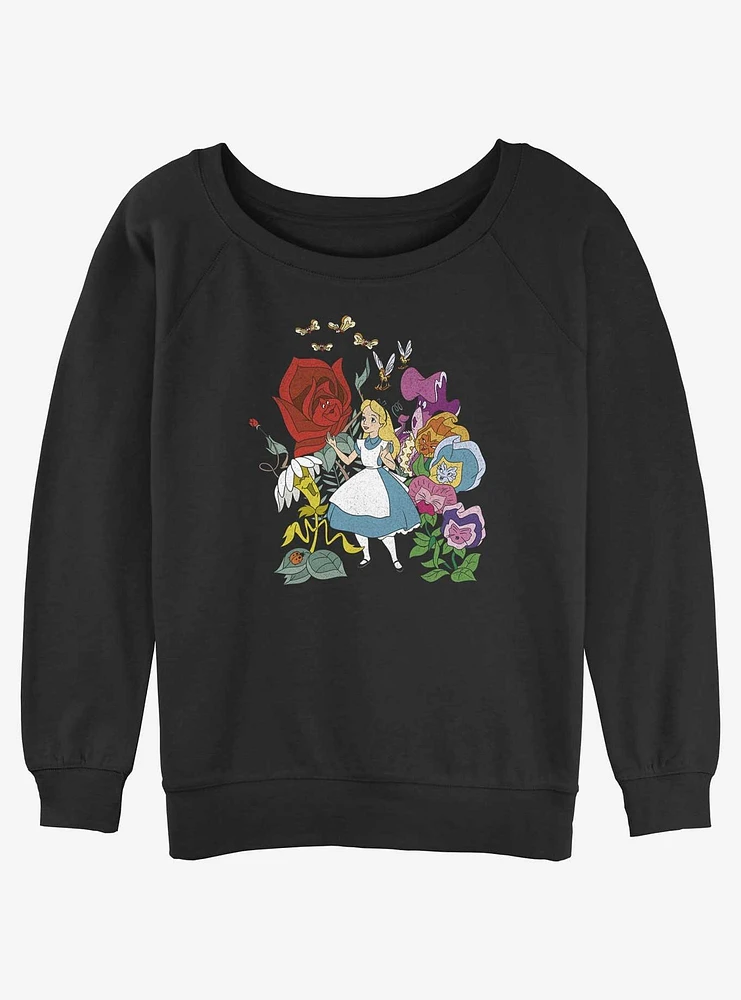 Disney Alice Wonderland Flower Afternoon Girls Slouchy Sweatshirt