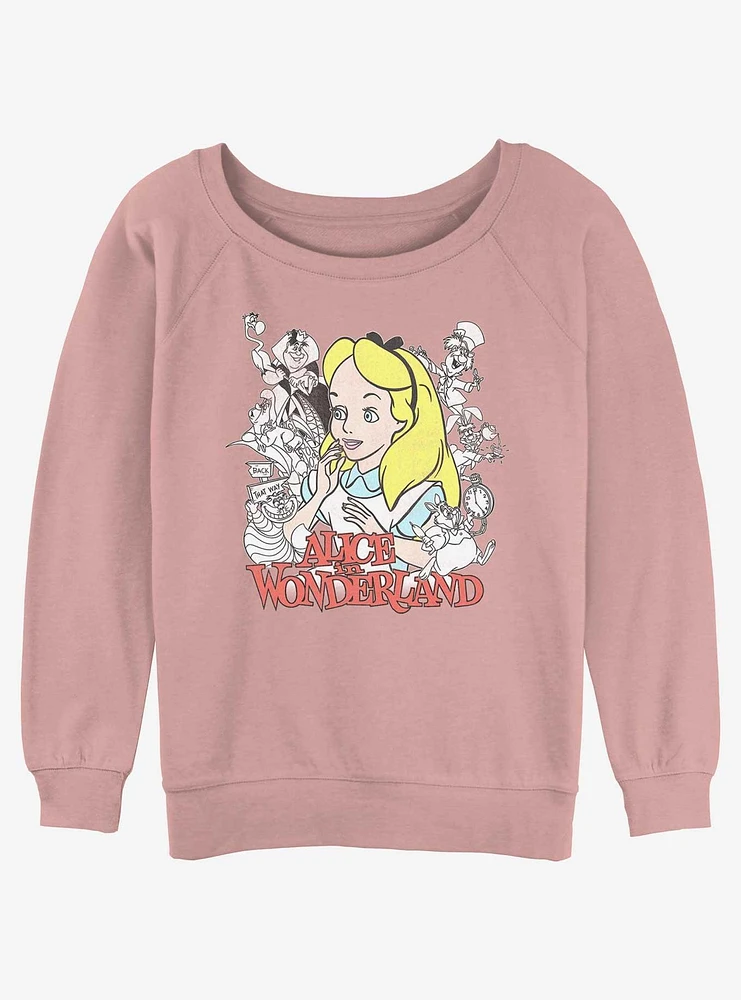 Disney Alice in Wonderland Group Girls Slouchy Sweatshirt