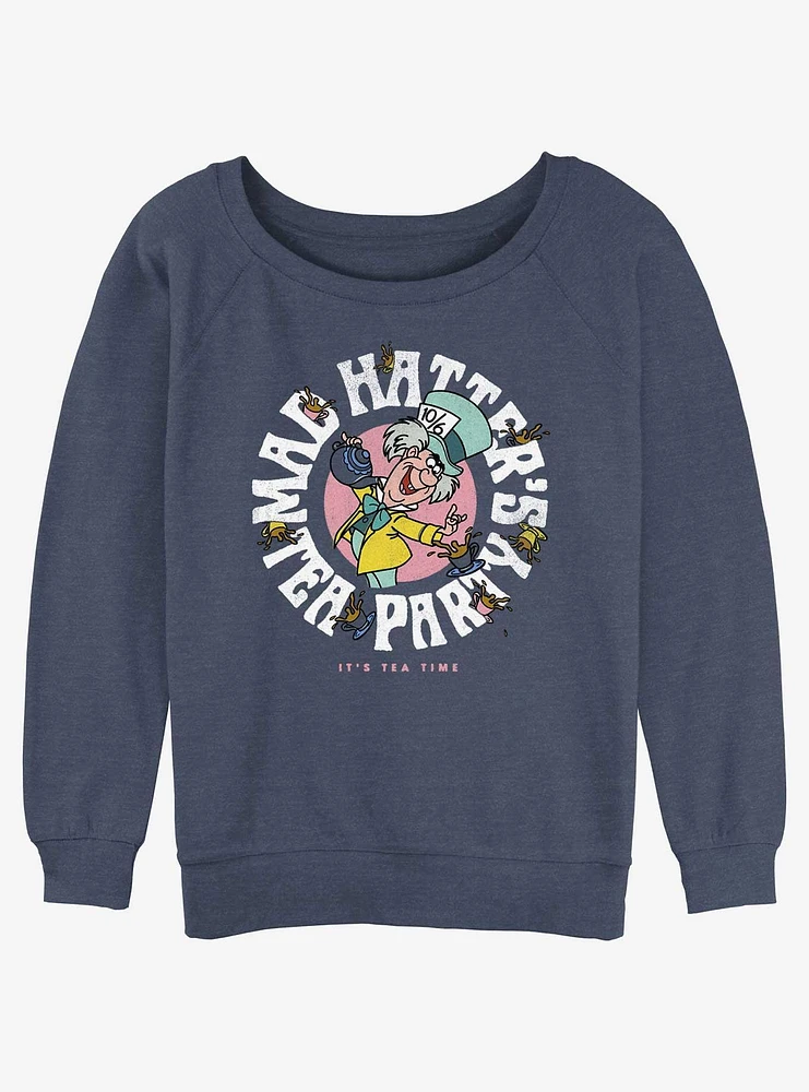 Disney Alice Wonderland Mad Hatter's Tea Party Girls Slouchy Sweatshirt
