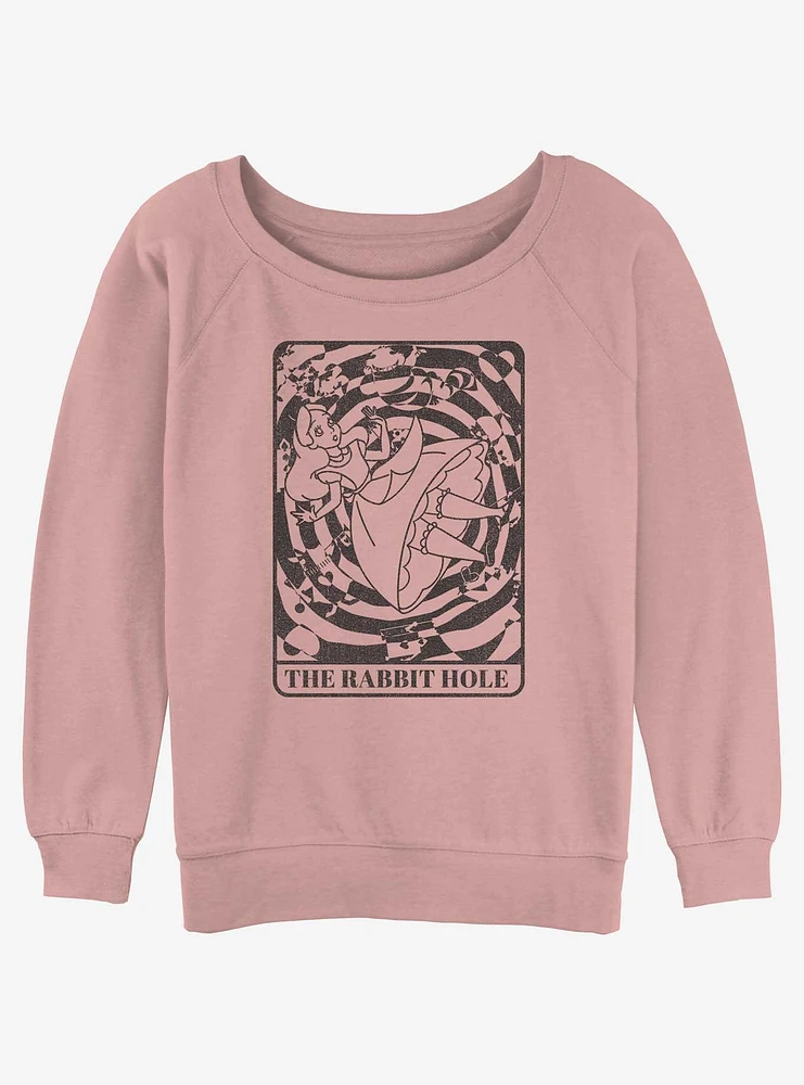 Disney Alice Wonderland Rabbit Hole Card Girls Slouchy Sweatshirt