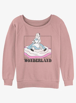 Disney Alice Wonderland Soft Pop Girls Slouchy Sweatshirt