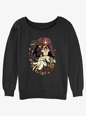 Star Wars Japanese Art Inspired Two Hopes Luke and Leia Girls Slouchy Sweatshirt