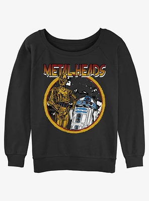 Star Wars Metal Droids C-3PO and R2-D2 Girls Slouchy Sweatshirt