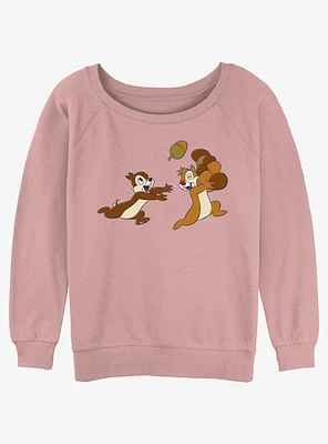 Disney Chip n' Dale Chasing Acorns Girls Slouchy Sweatshirt