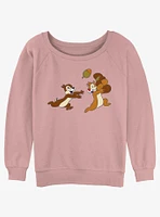 Disney Chip n' Dale Chasing Acorns Girls Slouchy Sweatshirt