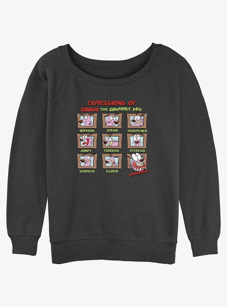 Cartoon Network Courage the Cowardly Dog Expressions Girls Slouchy Sweatshirt