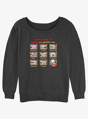 Cartoon Network Courage the Cowardly Dog Expressions Girls Slouchy Sweatshirt