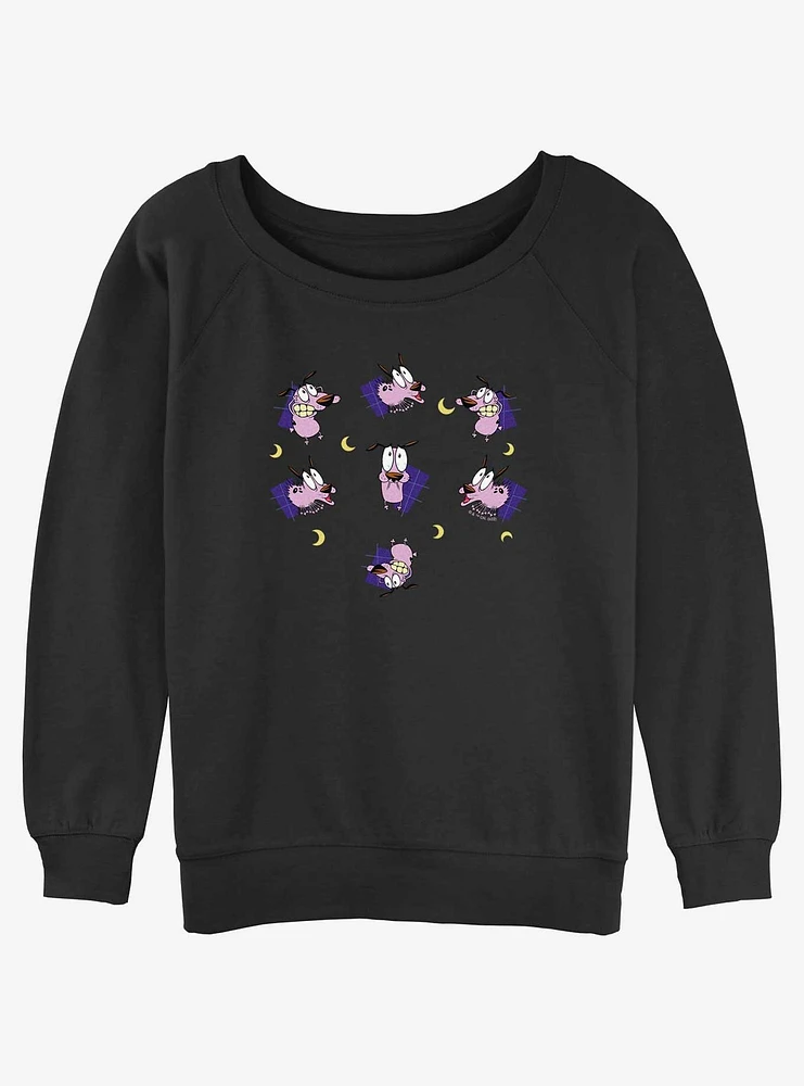 Cartoon Network Courage the Cowardly Dog Scary Night Girls Slouchy Sweatshirt