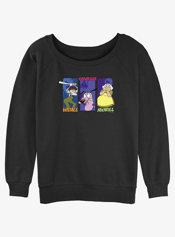 Cartoon Network Courage The Cowardly Dog Family Eustace, and Muriel Girls Slouchy Sweatshirt