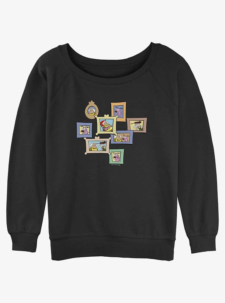 Cartoon Network Courage the Cowardly Dog Wall of Frames Girls Slouchy Sweatshirt